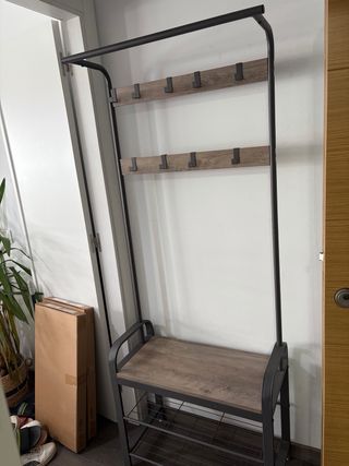 Perchero Zapatero Metálico y Madera