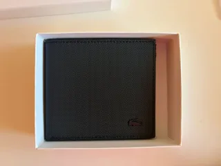 Billetera Lacoste Chantaco Piel Negra Cremallera