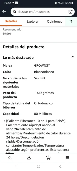 Calienta Biberones Esterilizador GROWNSY