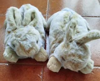 Zapatillas Conejo Peluche Beige y Marrón