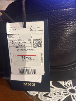 Botines MNG Talla 40 Negro/Marrón