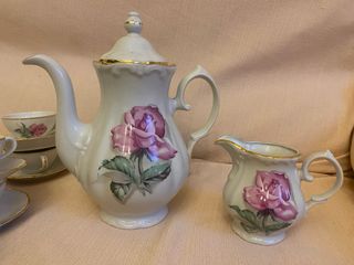 Juego de café Santa Clara porcelana rosas