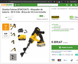 Taladro de tierra Stanley Fatmax V20
