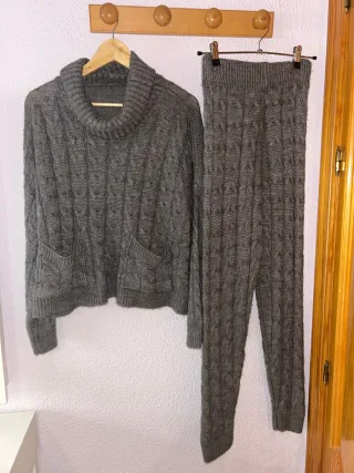 Conjunto punto gris jersey y pantalón