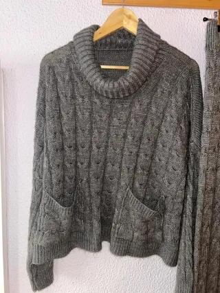 Conjunto punto gris jersey y pantalón