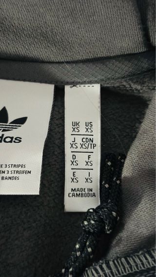 Sudadera Adidas Talla XS Negra y Gris