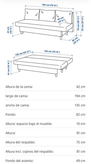 Divano letto a 3 posti Ikea ALVDALEN grigio