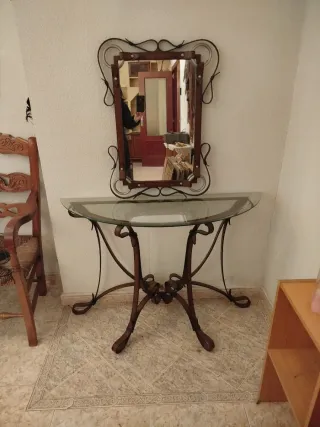 Consola in Ferro e Vetro con Specchio