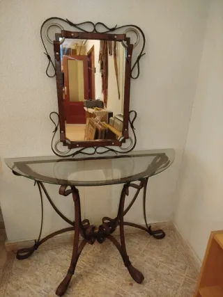 Consola in Ferro e Vetro con Specchio