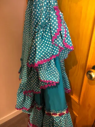 Vestido Flamenca Turquesa Lunares Buganvilla