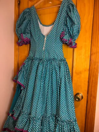 Vestido Flamenca Turquesa Lunares Buganvilla