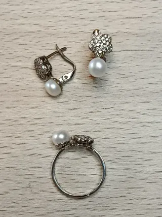 Conjunto Pendientes y Sortija Plata