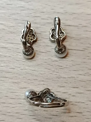 Conjunto Pendientes y Sortija Plata