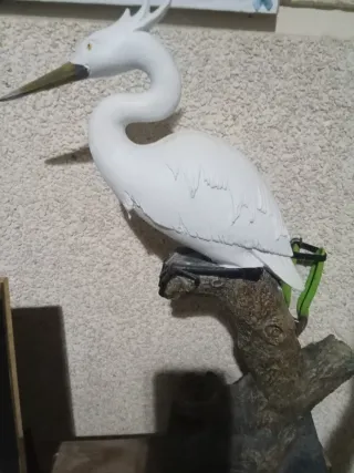 Cigüeña Decorativa Blanca y Marrón