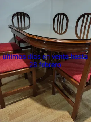 Mesa comedor cristal y 6 sillas