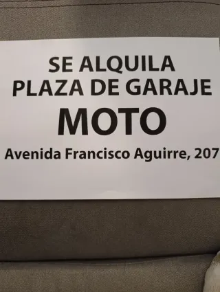 Alquiler plaza de garaje moto
