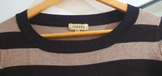 Jersey Zendra Rayas Beige y Marrón Talla 44