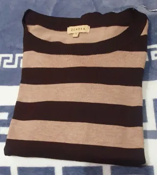 Jersey Zendra Rayas Beige y Marrón Talla 44