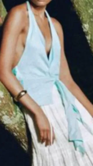 Top Zara Halter Nudo Lino Talla S. Tengo M.