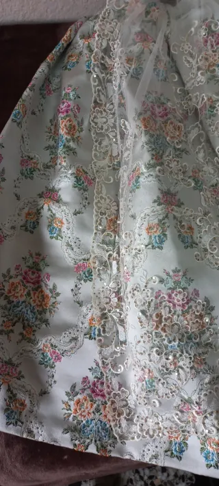 Traje Fallera Niña Blanco y Turquesa