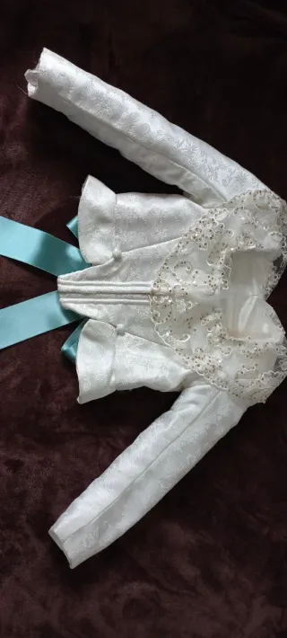 Traje Fallera Niña Blanco y Turquesa