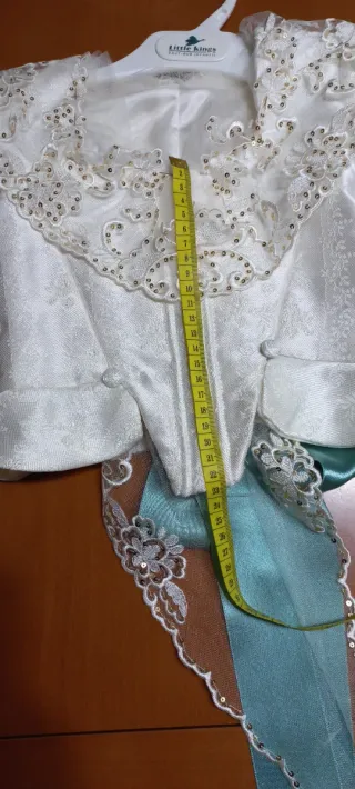 Traje Fallera Niña Blanco y Turquesa