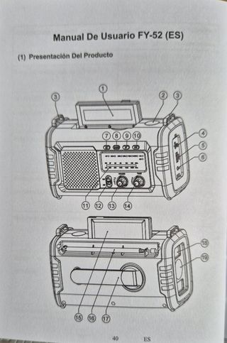 Radio Emergencia 20000mAh, Linterna y Bluetooth