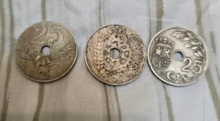 Moneda España año 1938 25 céntimos