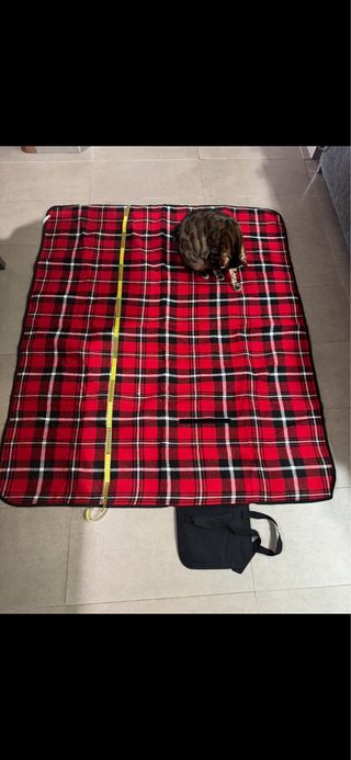 Manta para campo de cuadros roja y negra