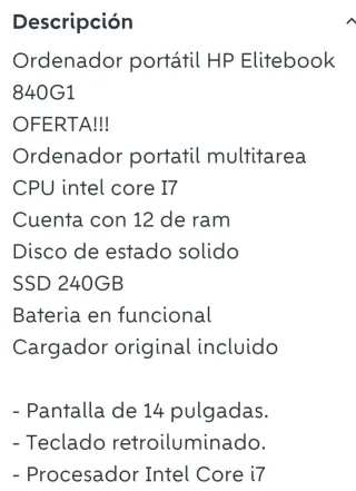 ✅HP Elitebook 840 G1 Portátil✅