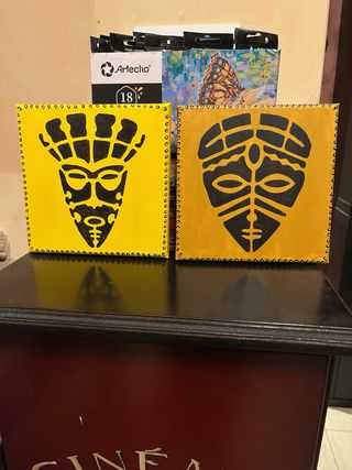 6 lienzos africanos pintados a mano
