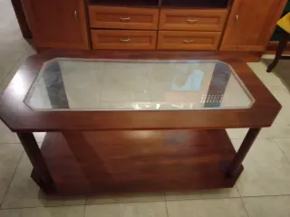 Mesa Centro Cristal y Caoba