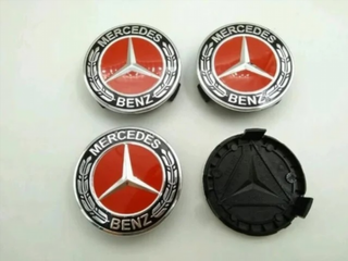 CENTRO DE RUEDA MERCEDES ROJO 75MM TAPABUJES