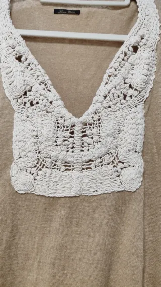 Blusa Massimo Dutti encaje boho M