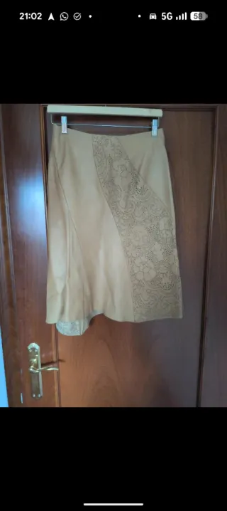 Falda MNG  100% piel vintage talla M