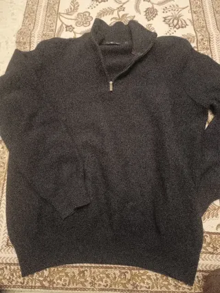 Jersey lana azul marino cuello cremallera S