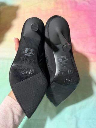 Botines Zara Tacón Aguja Negro Talla 40