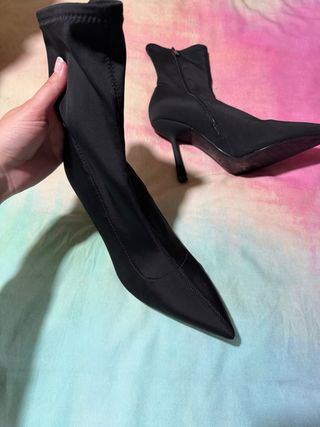 Botines Zara Tacón Aguja Negro Talla 40