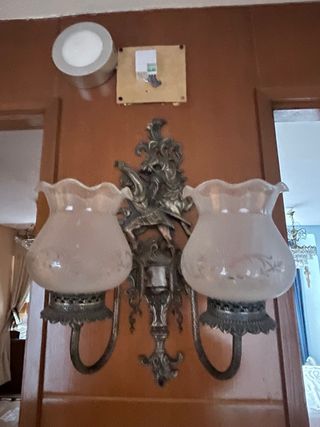 Aplique de pared plata y cristal