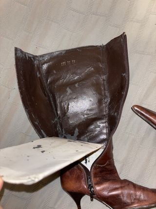 Botas altas de cuero genuino marrones