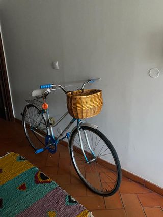 Bicicleta Clássica Azul e Branco Vintage