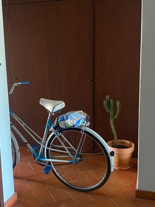Bicicleta Clássica Azul e Branco Vintage