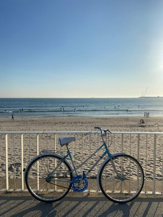 Bicicleta Clássica Azul e Branco Vintage