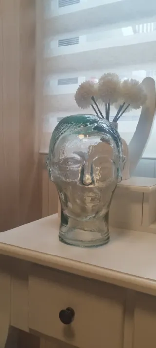 Testa di manichino vintage in vetro