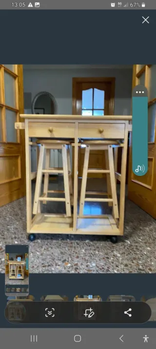 Tavolo da cucina ribaltabile con sgabelli