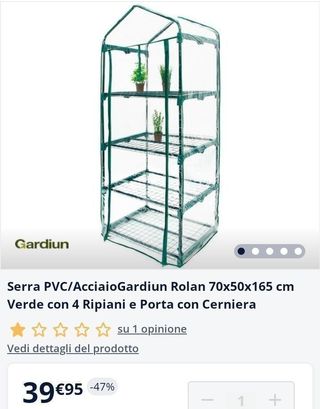 Invernadero 4 Baldas con ruedas 70x50x165cm