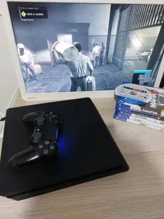 PS4 Slim 1TB + Mando + Juegos
