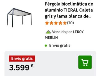 Pérgola bioclimática para terraza/jardín -250kilos