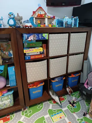 Muebles salon madera wengué y cristal