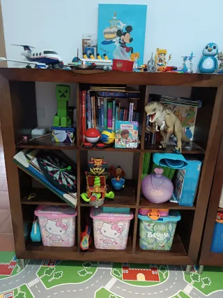 Muebles salon madera wengué y cristal